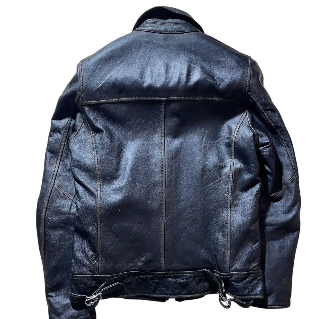 ナノユニバース シープレザー シングルライダース キルティング ブラック