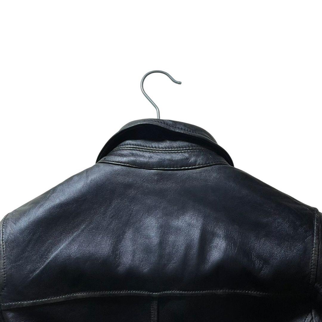 ナノユニバース シープレザー シングルライダース キルティング ブラック