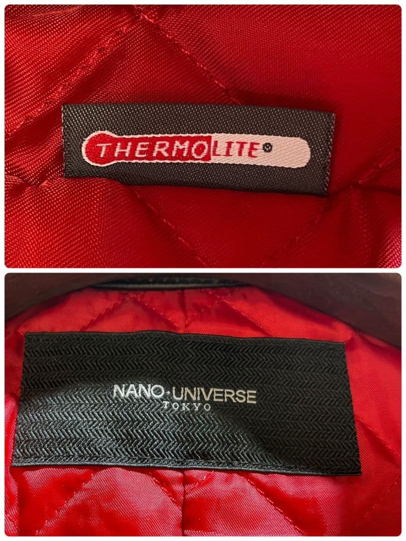 ナノユニバース シープレザー シングルライダース キルティング ブラック