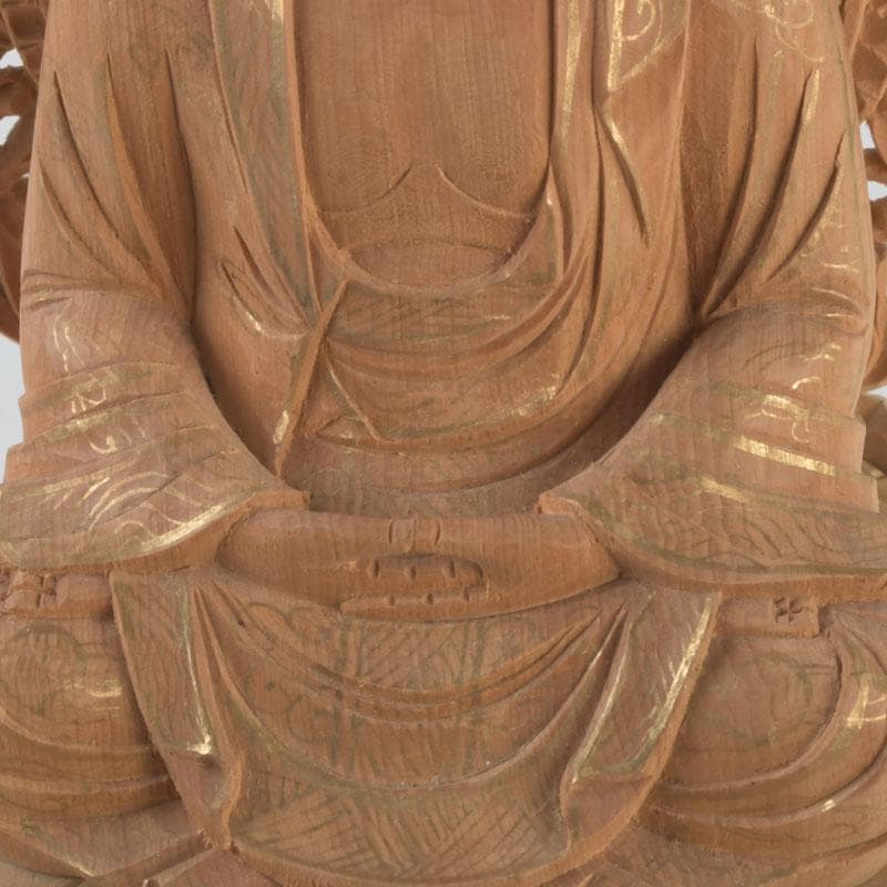 仏教美術　桧彫刻　釈迦如来座像　仏像　蓮華台　C　9251
