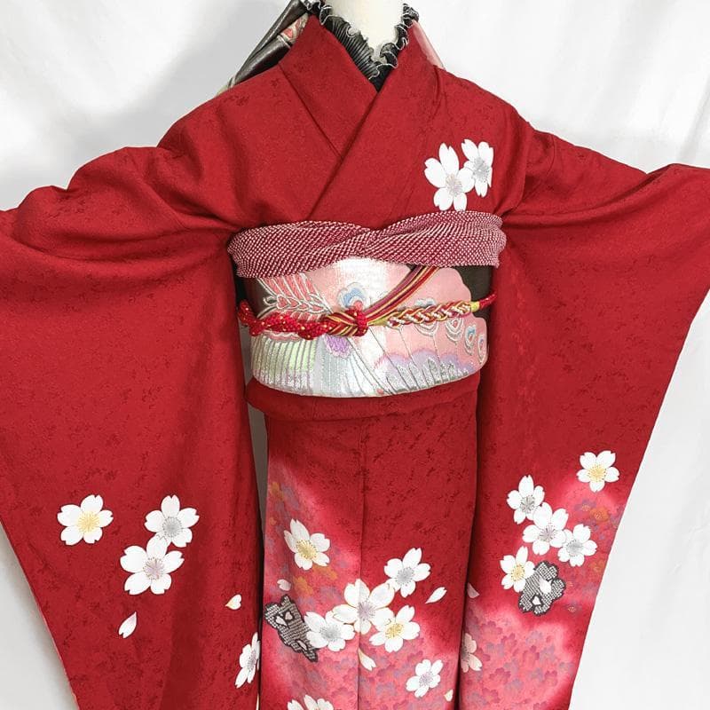 403aj42,帯揚げ帯締め〇京都きもの友禅 振袖＆袋帯 金駒刺繍 十三参り