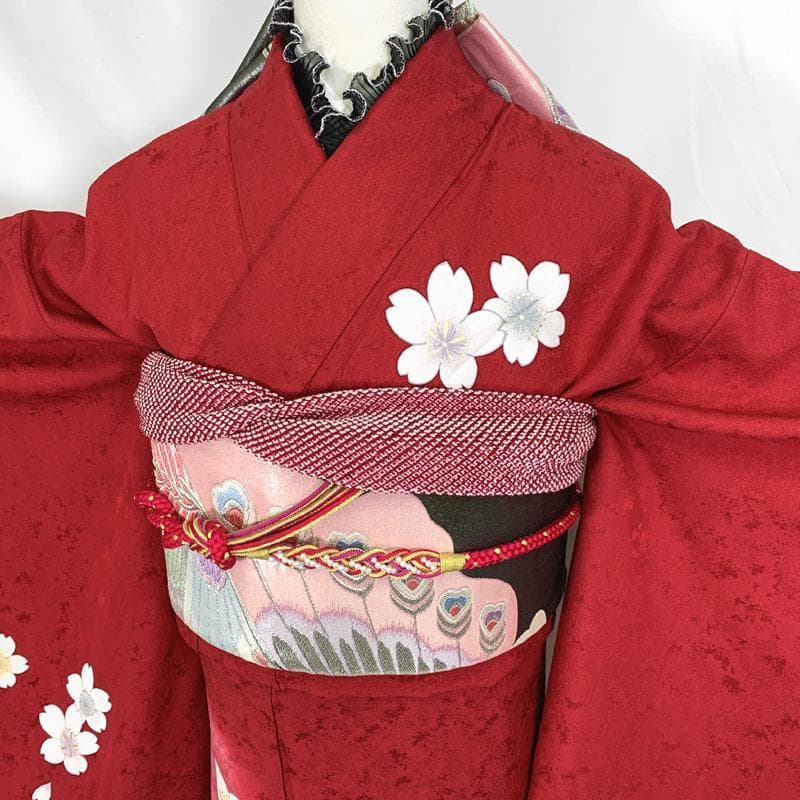 403aj42,帯揚げ帯締め〇京都きもの友禅 振袖＆袋帯 金駒刺繍 十三参り