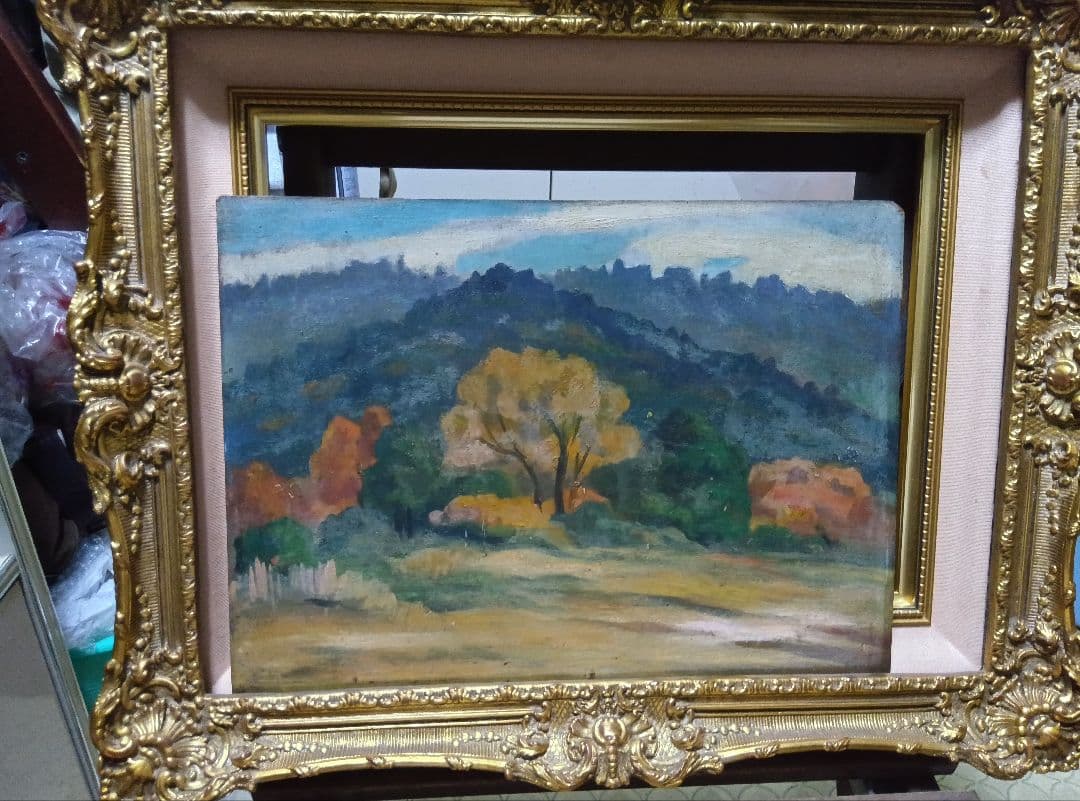 福島長二郎Ｆ４号油彩板に描いています