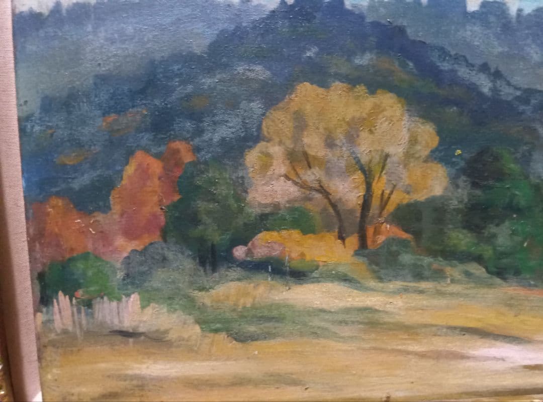 福島長二郎Ｆ４号油彩板に描いています