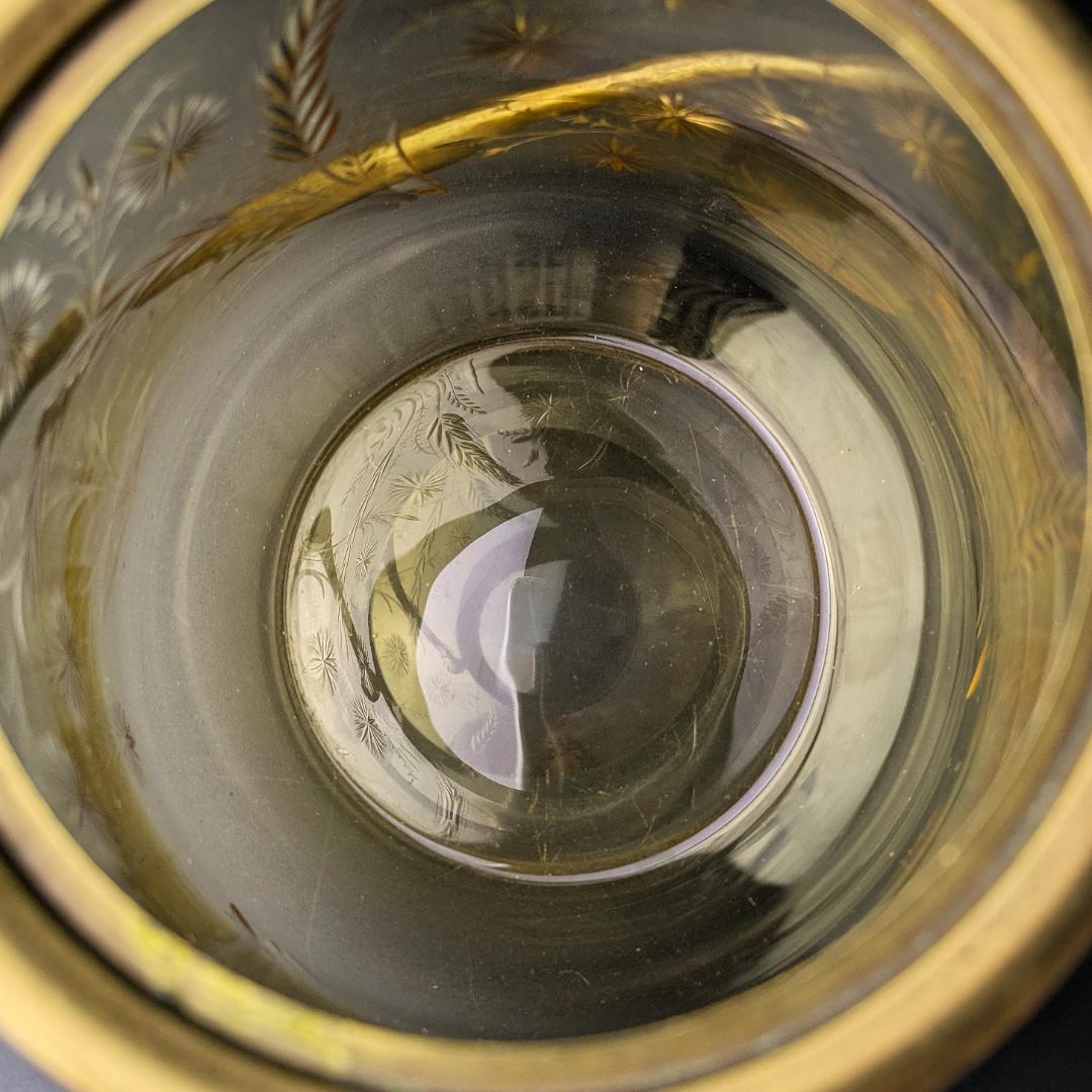 試される審美眼★オールド サン・ルイ 1930年頃 珍しいアンバーガラスバケット