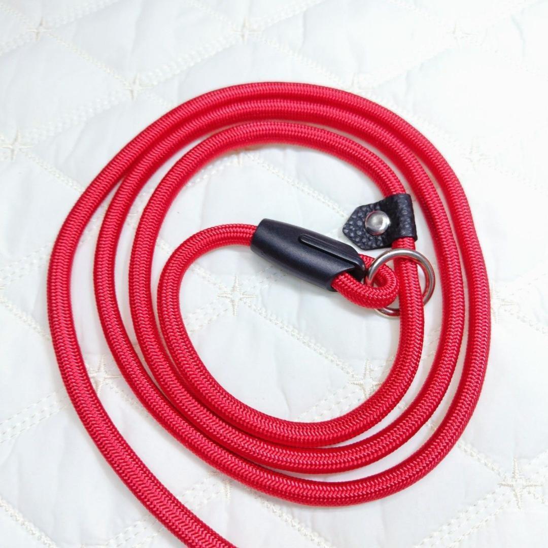 6*犬用リード 赤 首輪一体型 調節可能 レッド 1.2m ナイロン 0.6mm