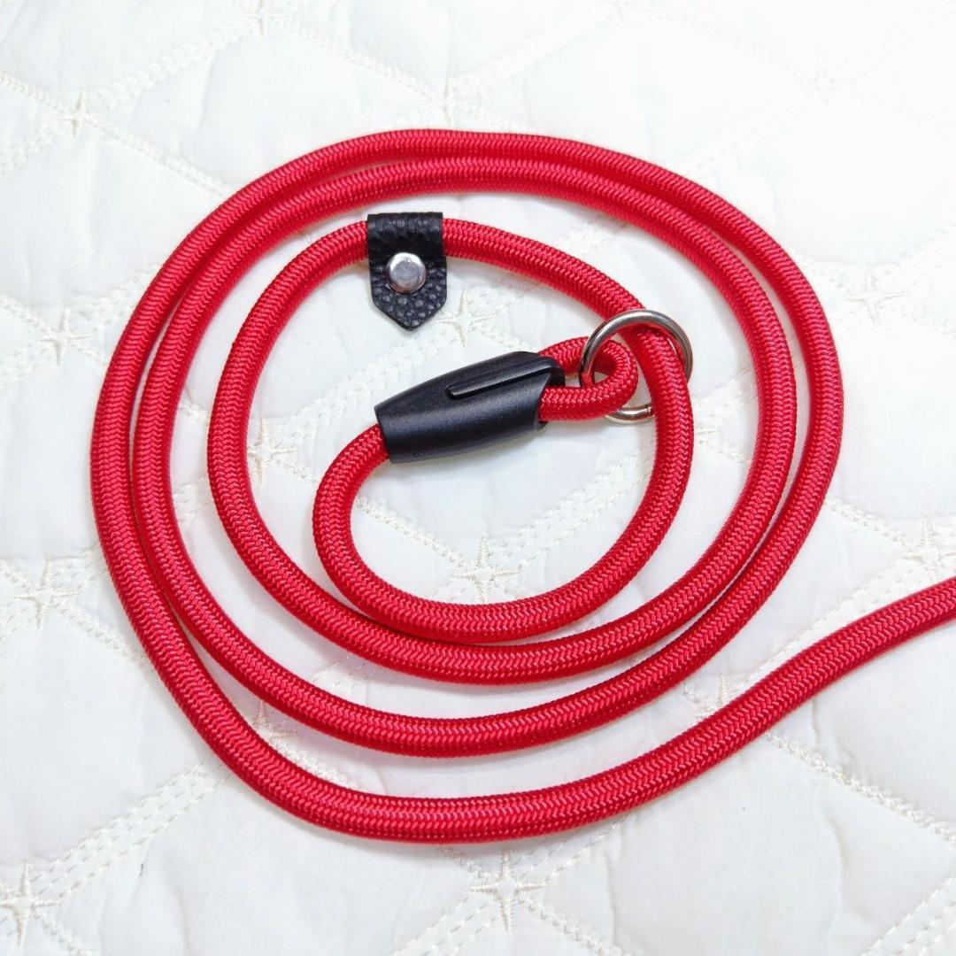 6*犬用リード 赤 首輪一体型 調節可能 レッド 1.2m ナイロン 0.6mm