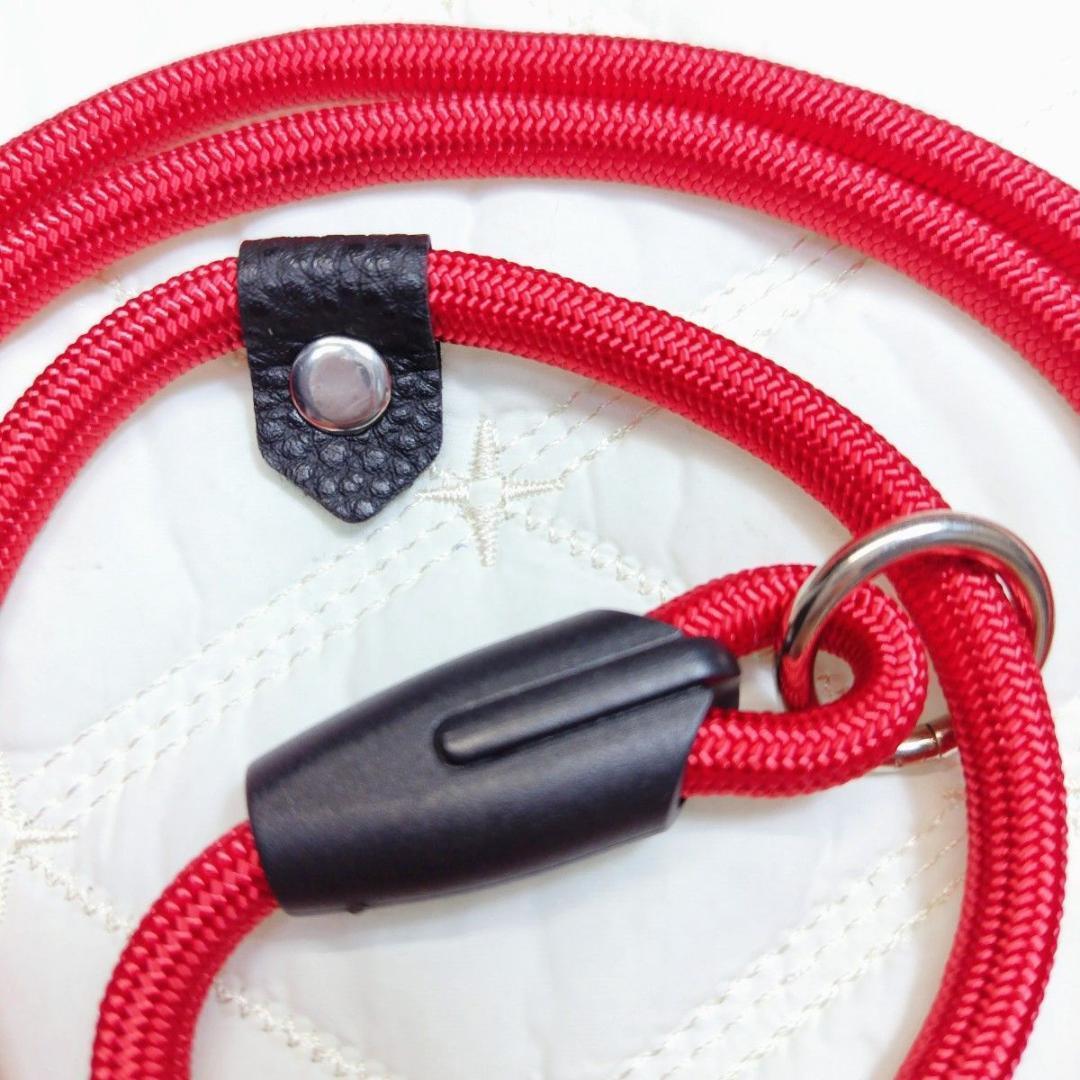 6*犬用リード 赤 首輪一体型 調節可能 レッド 1.2m ナイロン 0.6mm