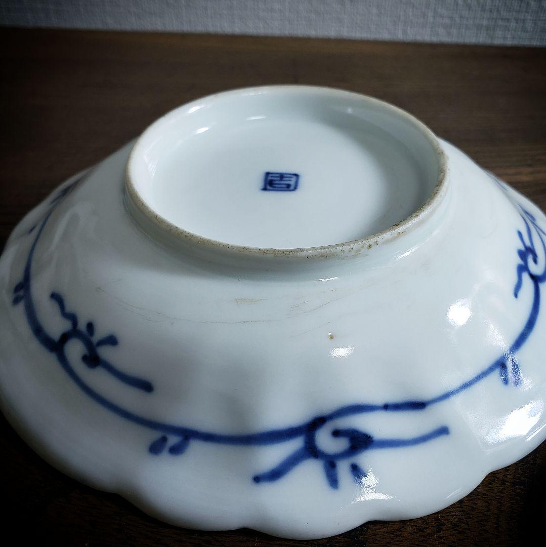 皿 2枚 染付 芙蓉手 明治 大正 銘 訳あり 欠け 擦れ ロ号 古伊万里