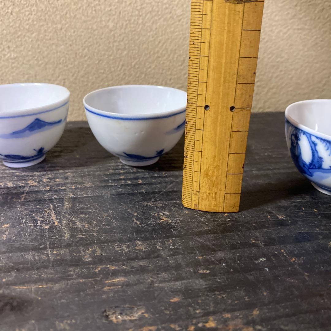 中国年号入　染付人物分煎茶器セット