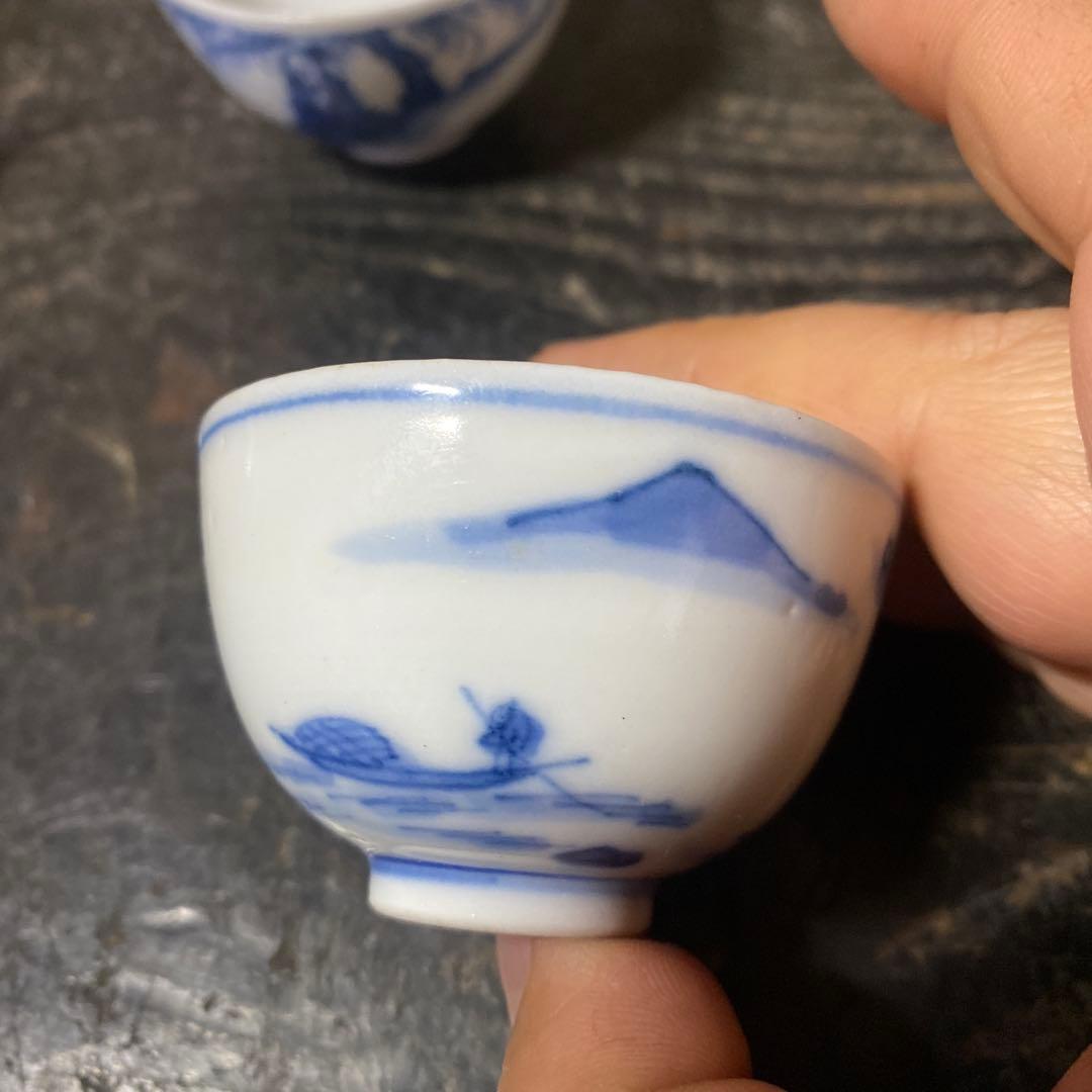 中国年号入　染付人物分煎茶器セット