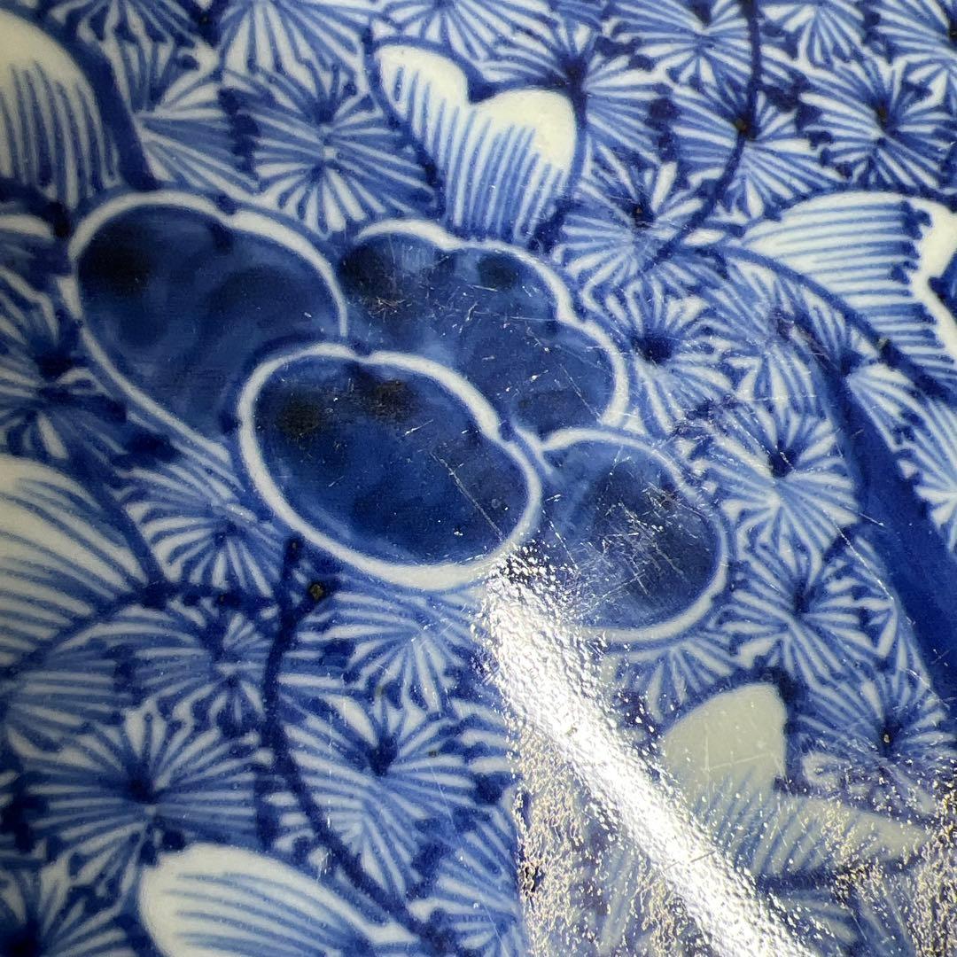 江戸中後期　古伊万里　極美品　染付鳳凰文大皿　約46.5㎝東Y7-1212☆2F