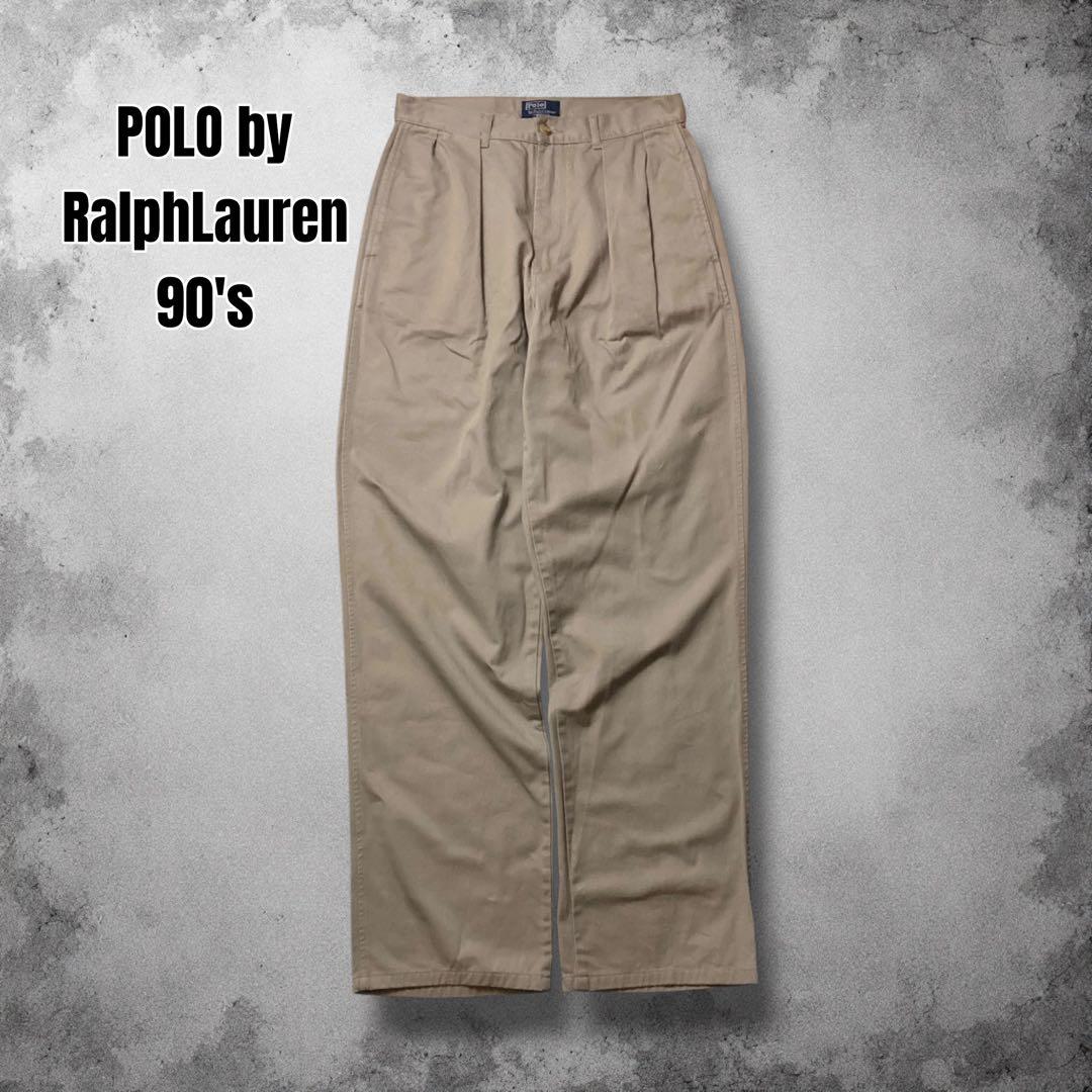 90s USA製 RalphLauren ワイド ツータック チノパン ポロチノ