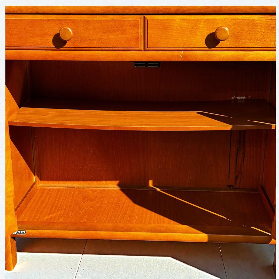 良品✨昭和レトロ✨オールド カリモク ラタン 電話台 FAX台 ヴィンテージ家具