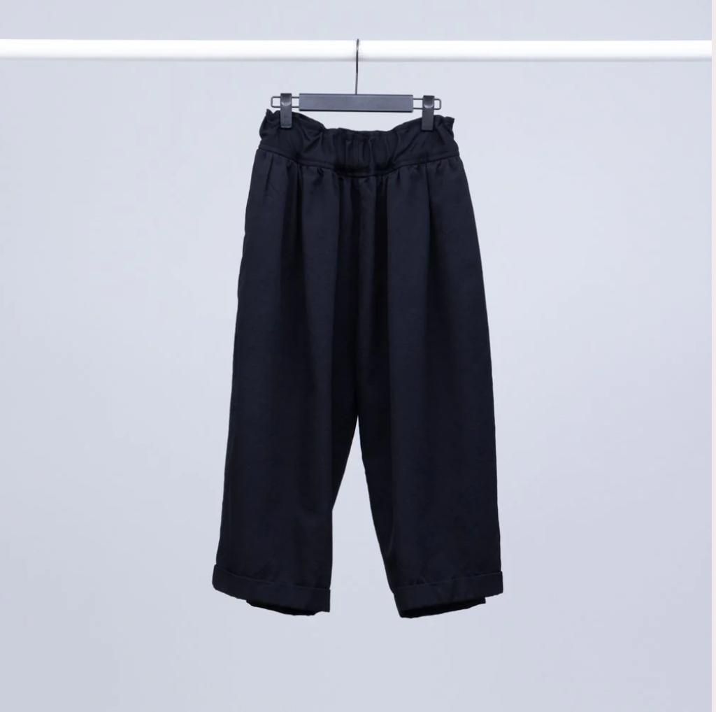 FIRMUM 2/40 梳毛ハードギャバ ギャザーワイドパンツXS