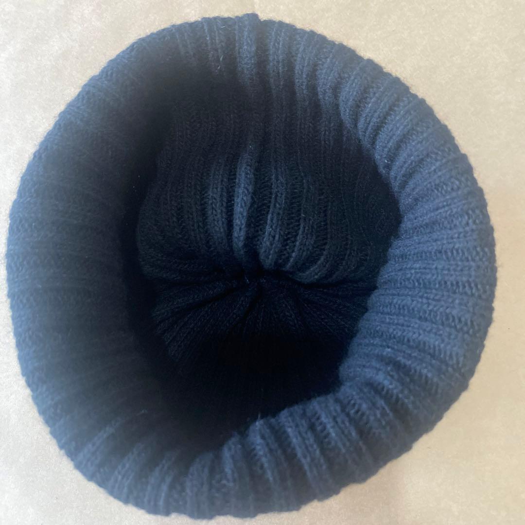 MONCLER ニット帽 黒 ポンポン付き