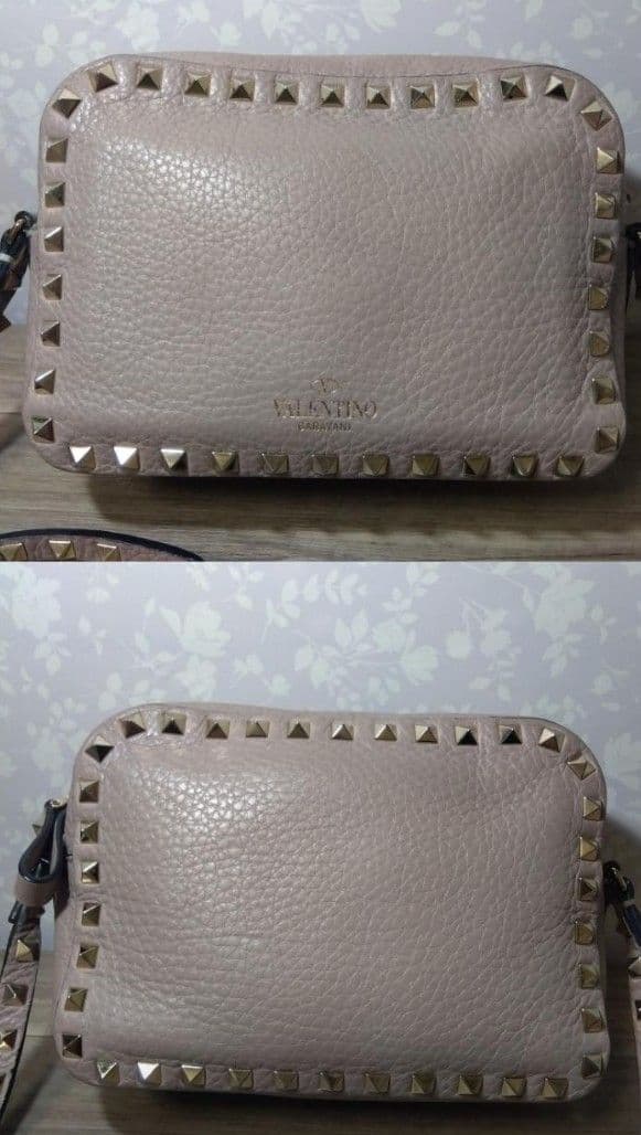 【VALENTINO】カメラバッグ スタッズショルダー 斜め掛け ベージュピンク