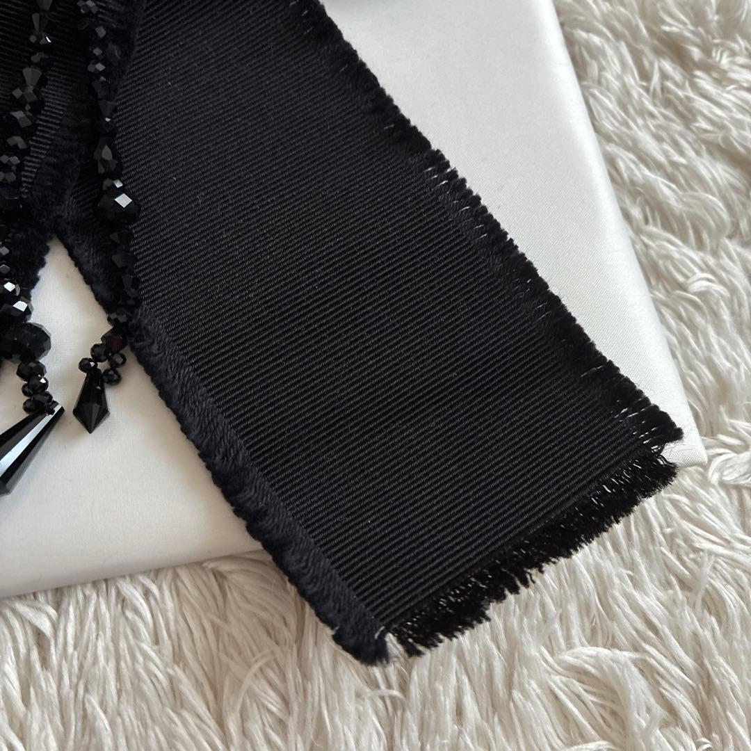 GUCCI グログラン リボンブローチ Beeロゴ ブラック 箱付き