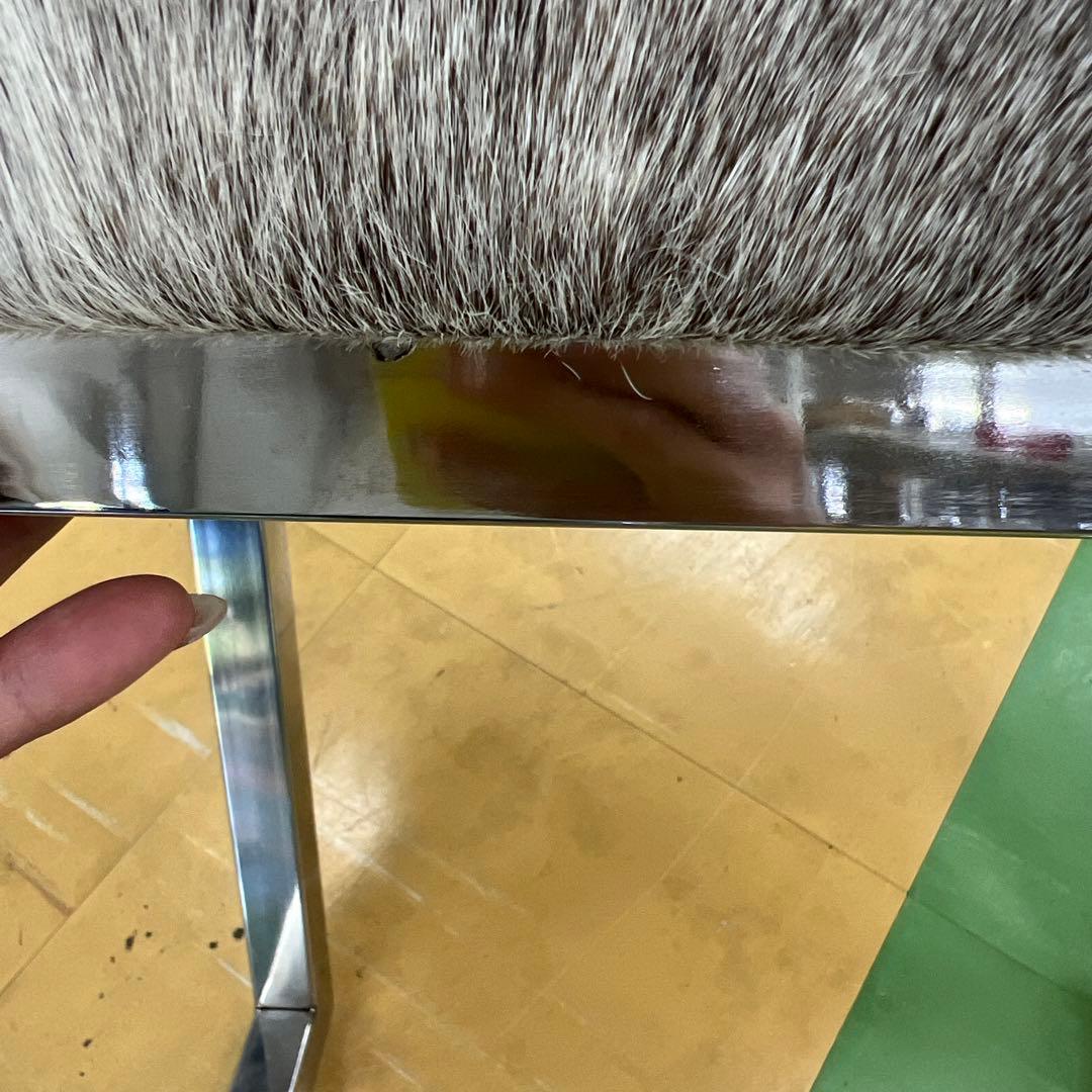 スツール リアルファー おしゃれ 北欧 玄関スツール グレー Grey