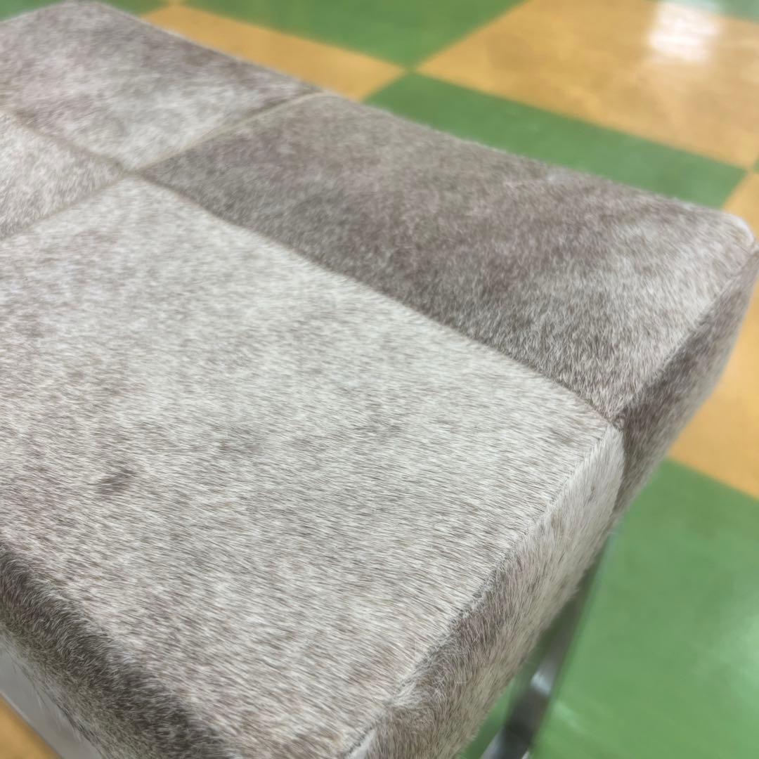 スツール リアルファー おしゃれ 北欧 玄関スツール グレー Grey