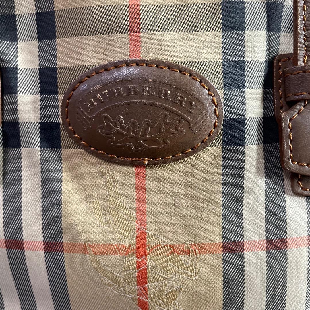 ✨ヴィンテージ✨バーバリー 舟型ハンドバッグ ノバチェック ナイロン ベージュ系