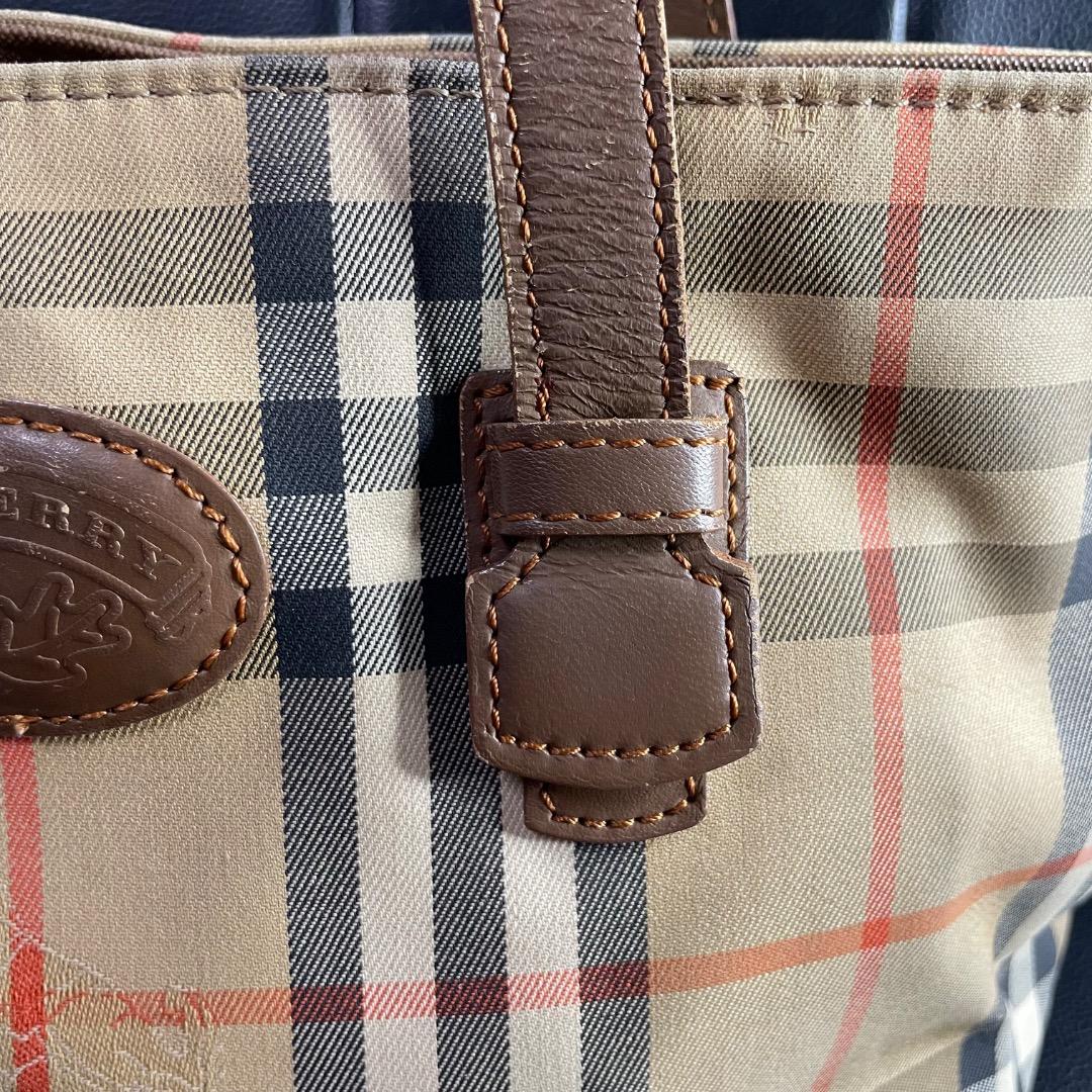 ✨ヴィンテージ✨バーバリー 舟型ハンドバッグ ノバチェック ナイロン ベージュ系