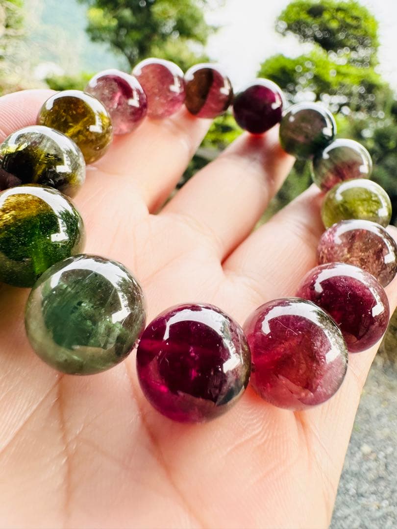 ウォーターメロントルマリン 13.5mm 大玉 ブレスレット 天然石 トルマリン