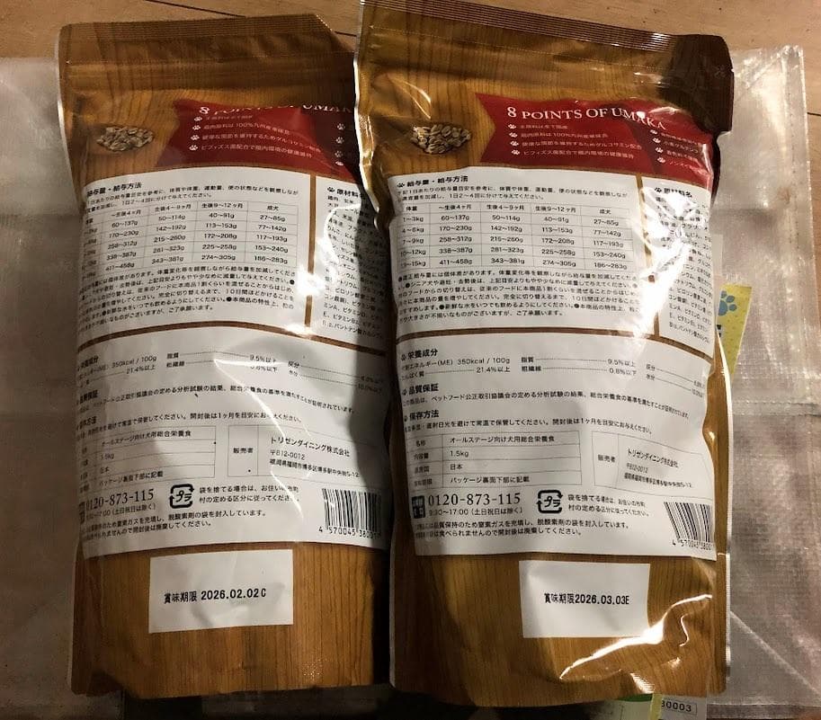 国産プレミアムドッグフード「うまか」1.5kg✖2　新品未開封