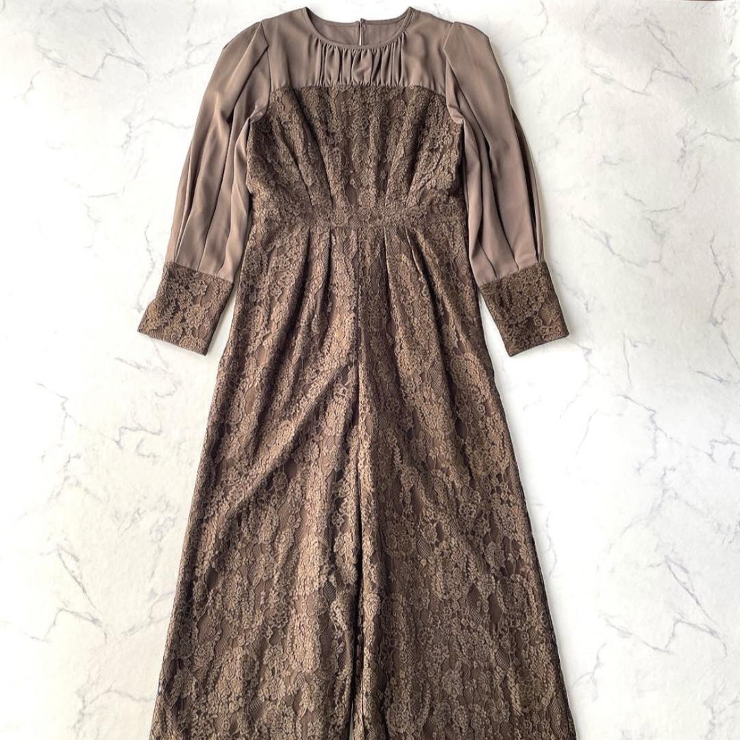 リルアー LERURE 24年 オールインワン パンツドレス レース カーキ M