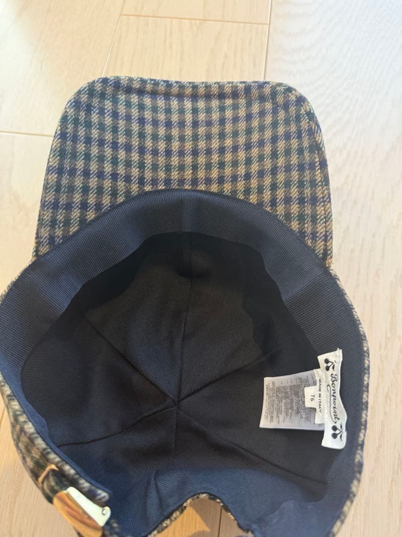 bonpoint チェックキャップ ウール