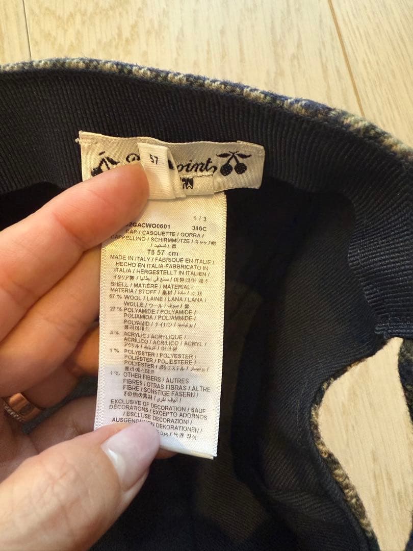 bonpoint チェックキャップ ウール