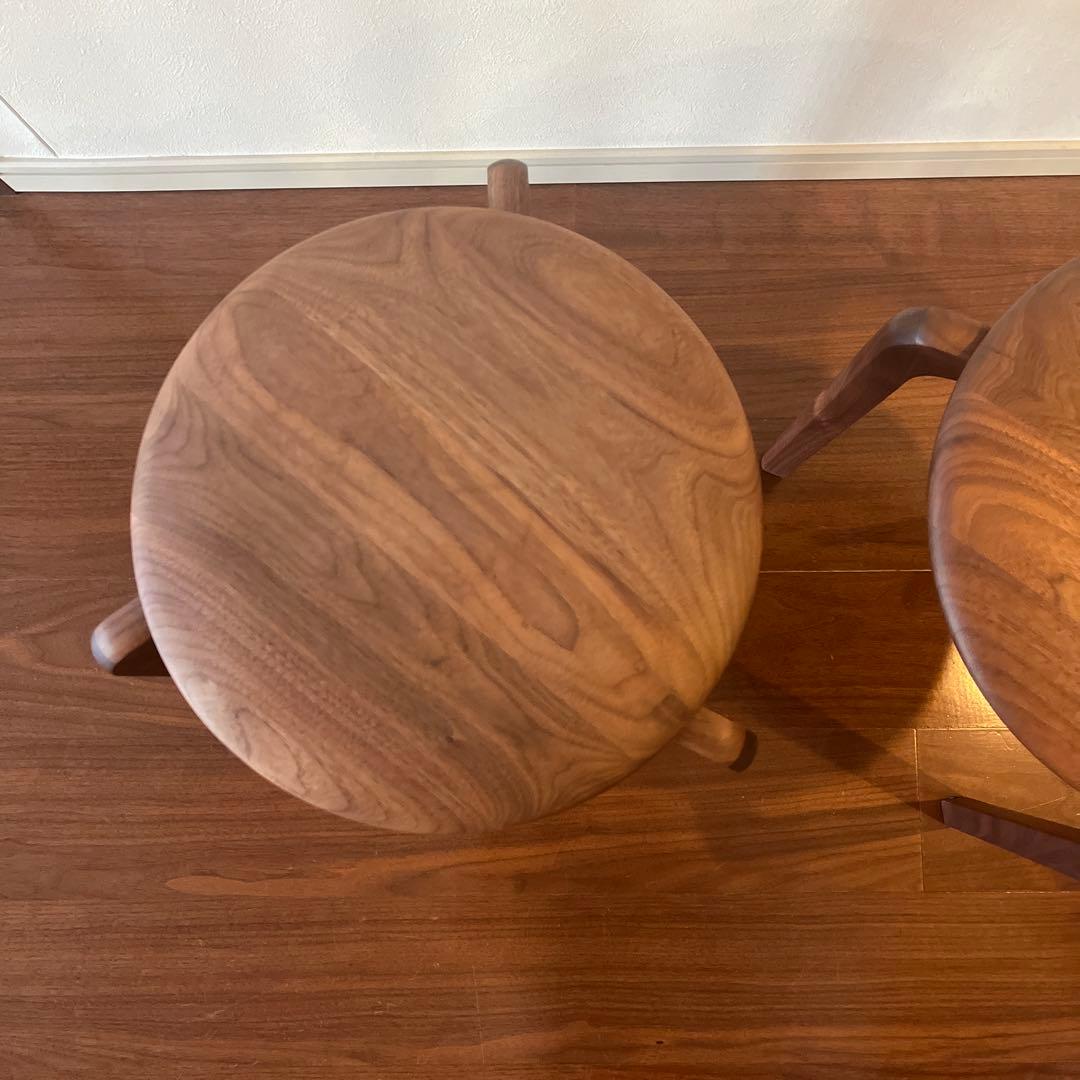 DENTO LISCIO ウォールナット 丸型スツール 3本脚