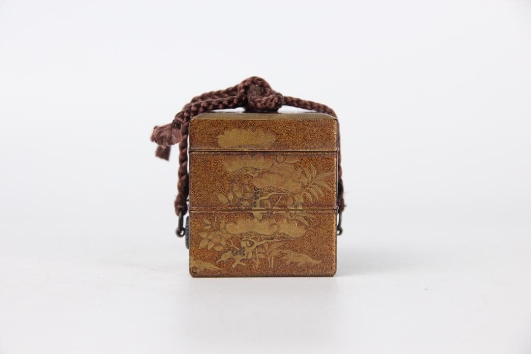 江戸　明治　時代 鶴松梅蒔絵重香合　小箱 梨地 漆器 EM19-9