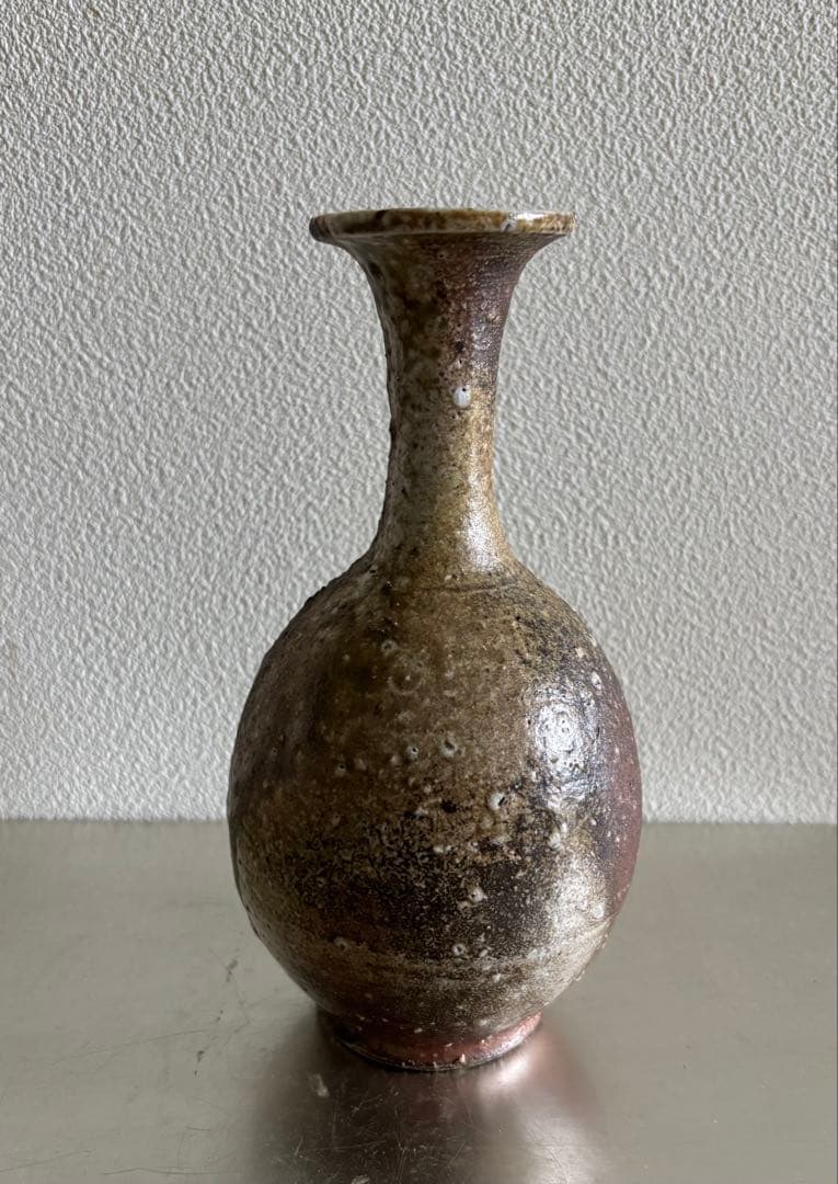 岸野寛　伊賀焼〆長頸壺　瓶　　花入　茶道
