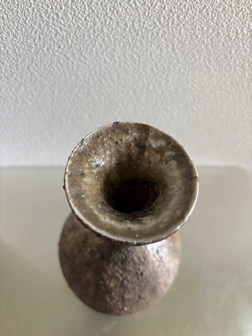 岸野寛　伊賀焼〆長頸壺　瓶　　花入　茶道