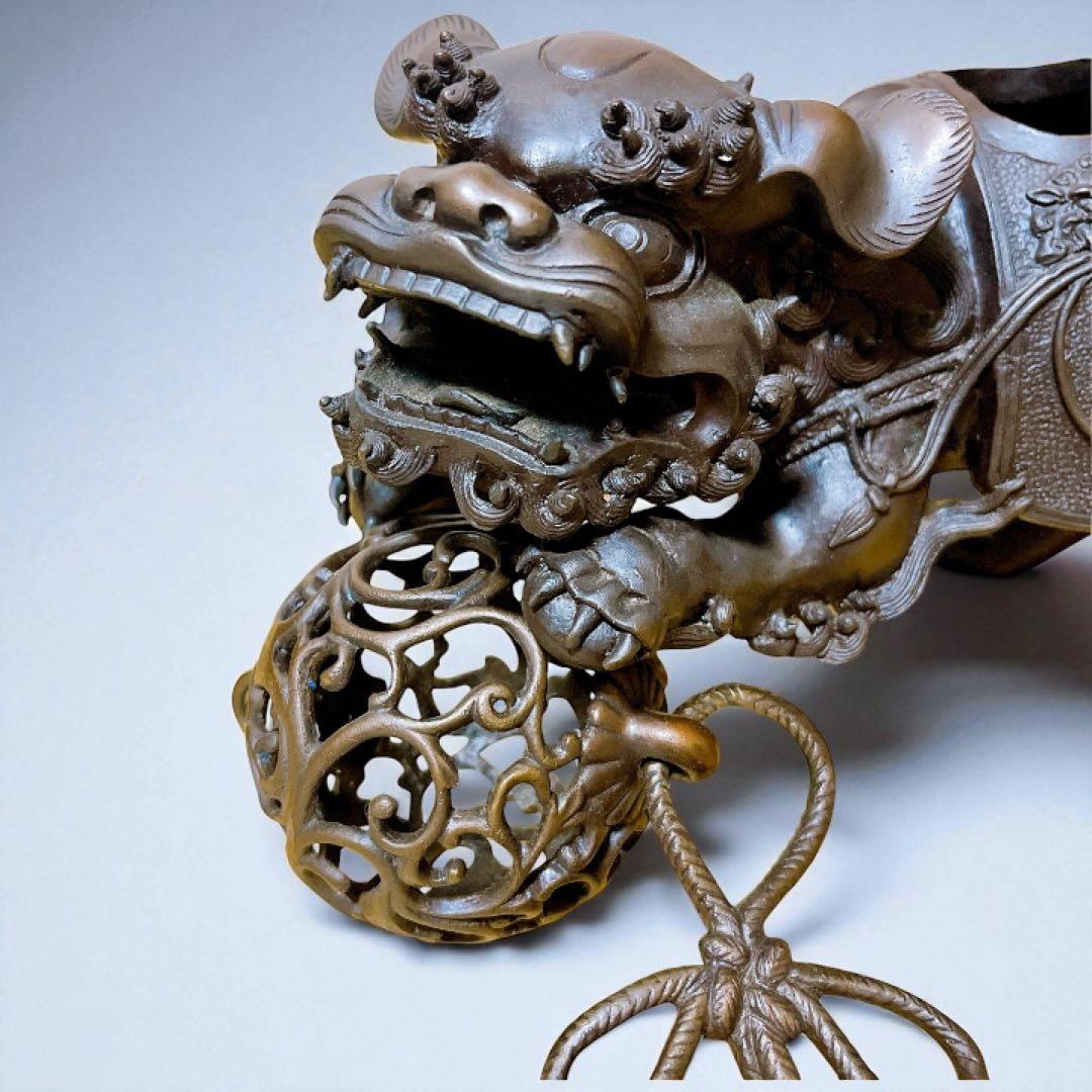 香道具 銅器 玉乗り獅子 香炉 香櫨 透かし火屋 仏具 骨董品 美術品