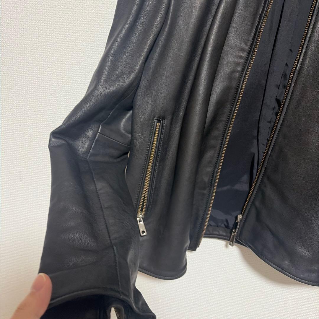 UNITED TOKYO ブラックレザーシングルライダースジャケット サイズ3