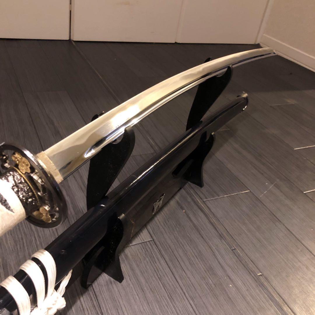 高級模造刀　樋有刀身 茶白拵え　居合刀　太刀　本格模造刀