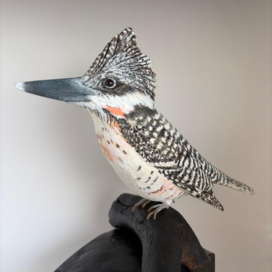 よち品 「ヤマセミ」 リアルバードカービング　木彫りの野鳥　野鳥彫刻