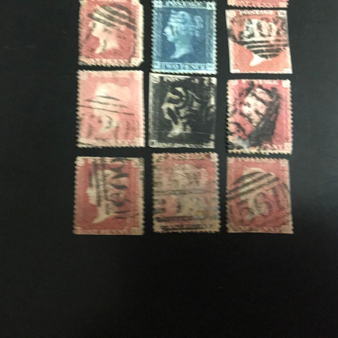 使用済切手　1枚セット ペニーBLACK,1ペニーブル、10 ペニーレッド