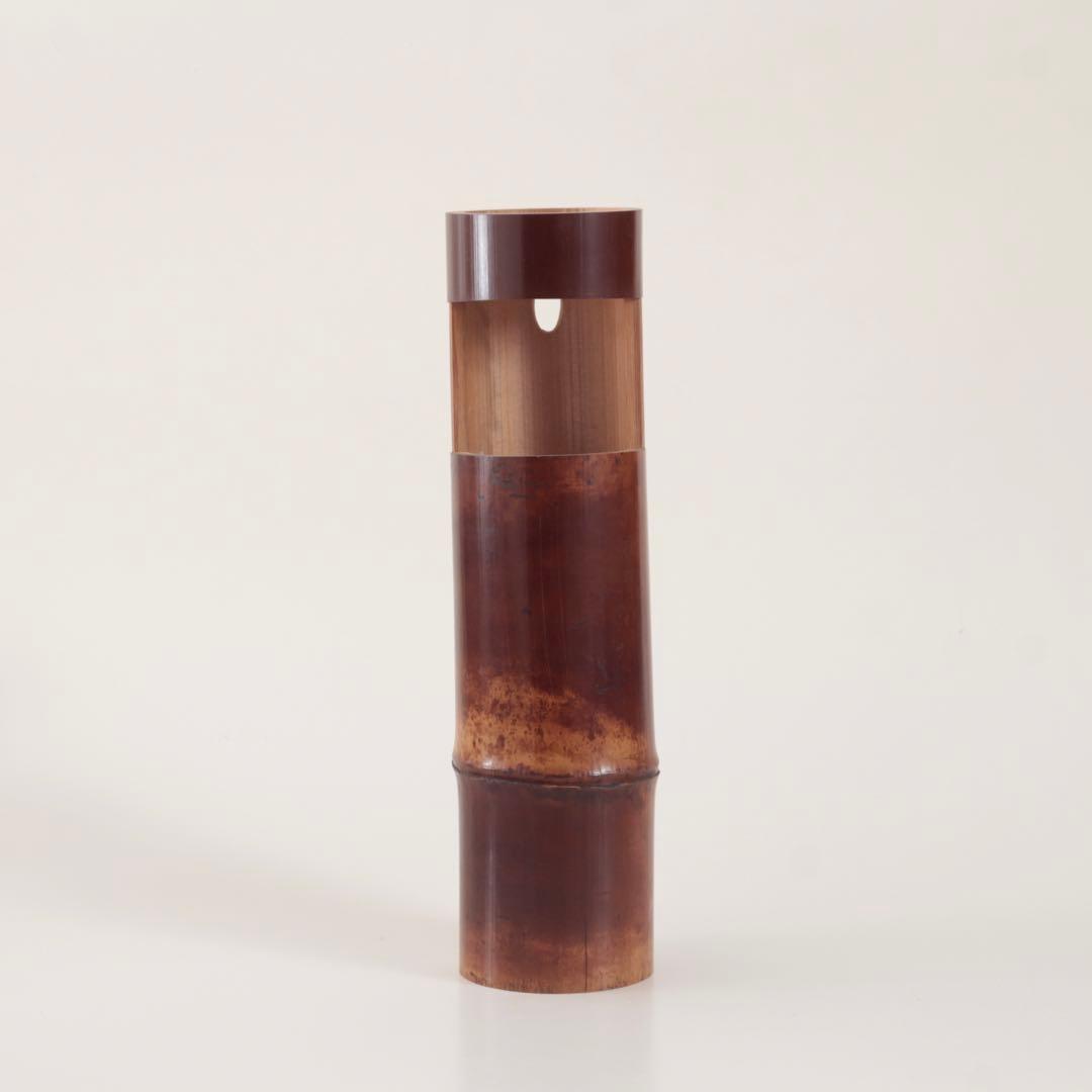 一重切 竹 掛花入れ 花器 茶道具 古道具 アンティーク 花押 茶人