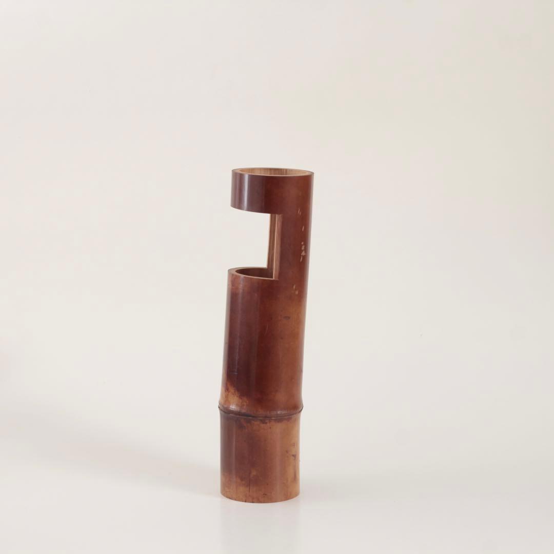 一重切 竹 掛花入れ 花器 茶道具 古道具 アンティーク 花押 茶人