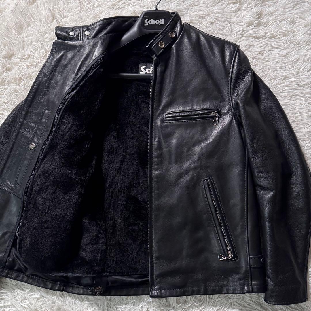 美品/現行✨schott ライダースジャケット　シングル　141 本革　黒