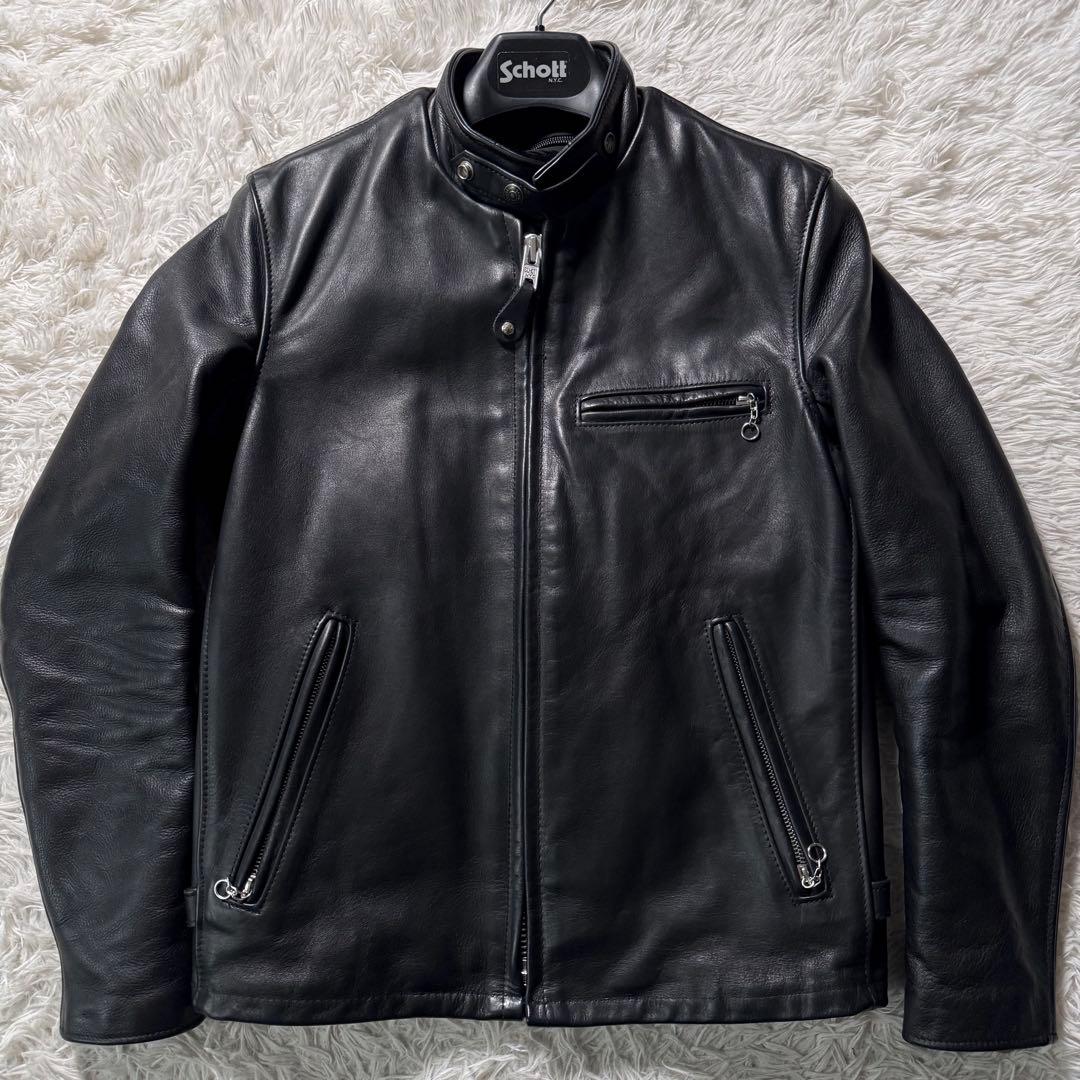 美品/現行✨schott ライダースジャケット　シングル　141 本革　黒