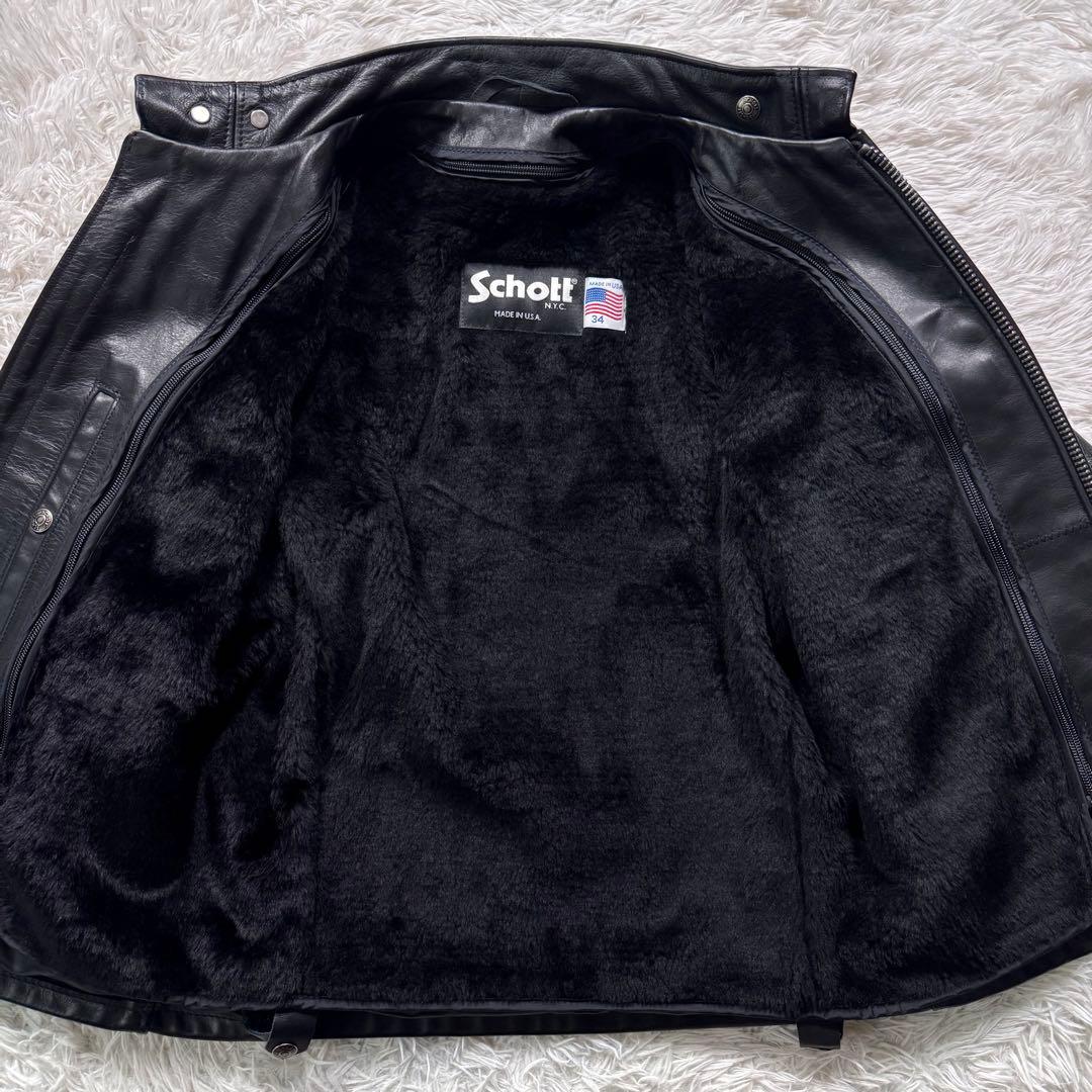 美品/現行✨schott ライダースジャケット　シングル　141 本革　黒