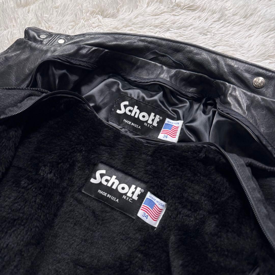 美品/現行✨schott ライダースジャケット　シングル　141 本革　黒