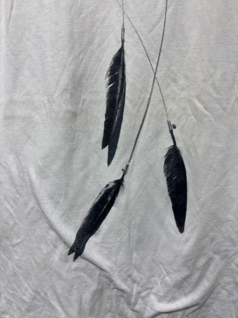 アンドゥムルメステール ホワイト羽根プリントタンクトップ