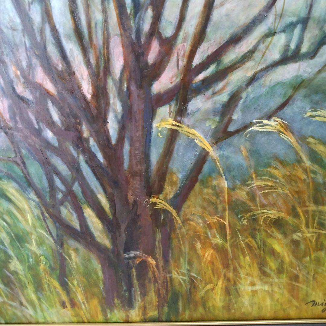 F５０号は新品フレーム付き。山桜貴志川風景 。画家の作品 値下げ