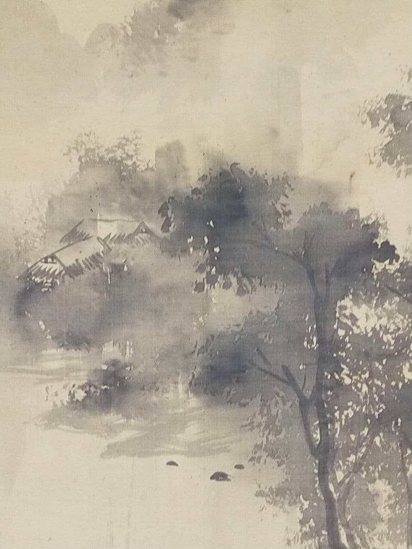 ♥掛軸　成木星洲　山水画　桐箱付き　掛け軸　骨董　古玩　中国