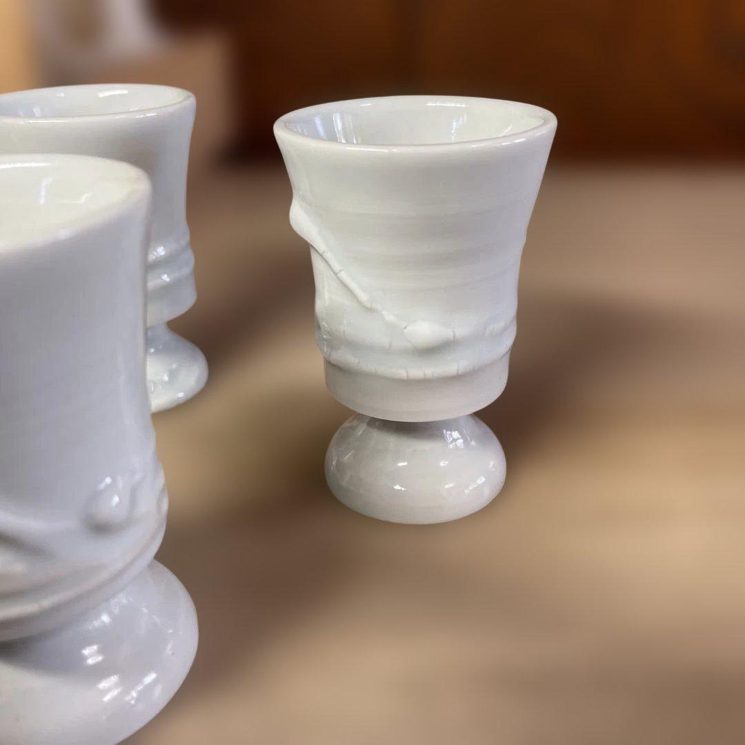 上田恒次　白磁高杯　共箱